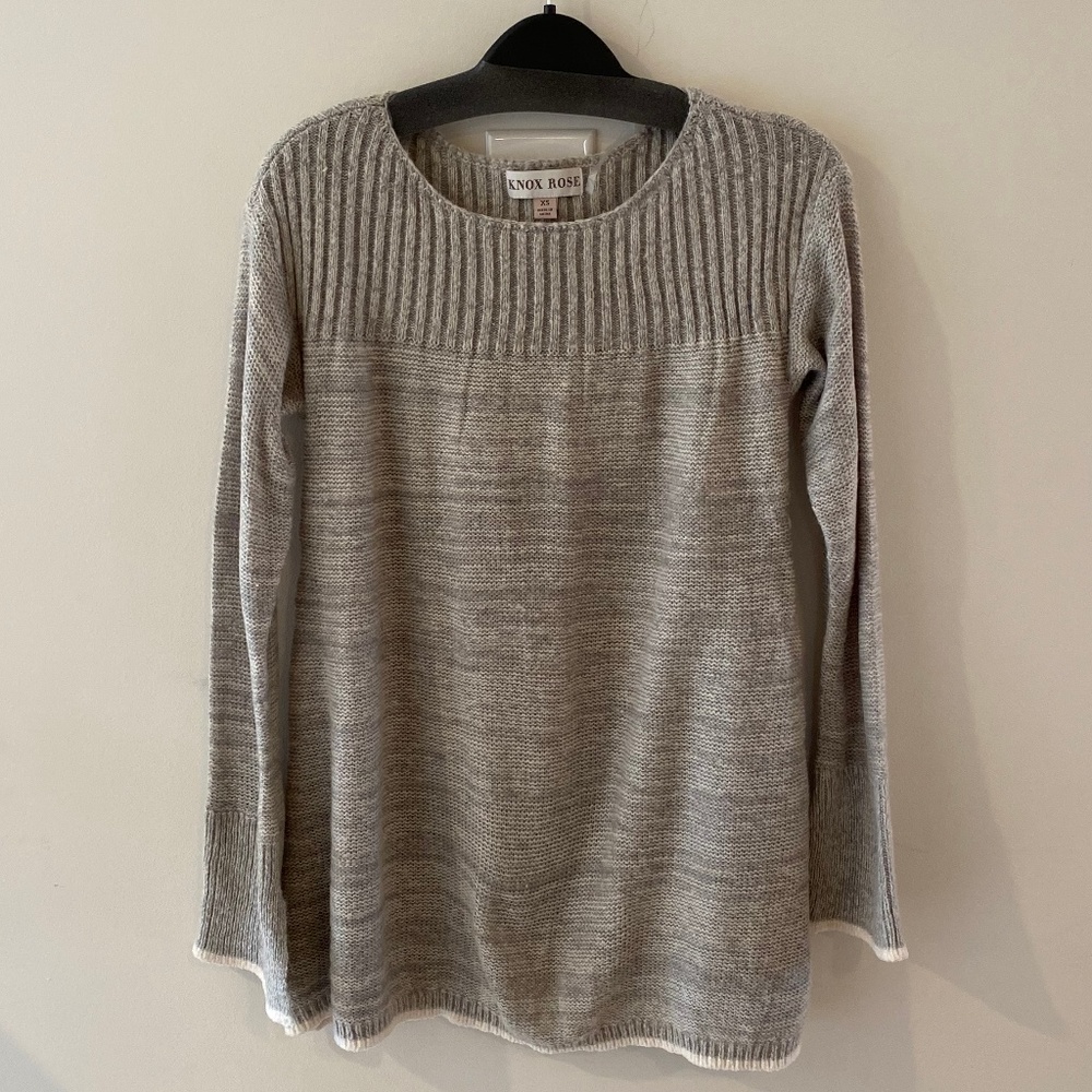 Knox Rose Gray Lace-Up Side Tunic Sweater Soft Knit XS - Picture 2 of 8